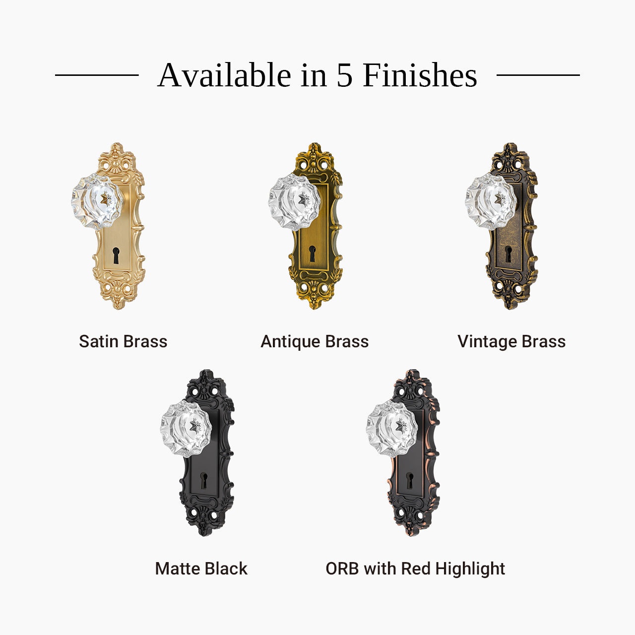 antique mortise lock set with crystal knob multiple finishes antique brass matte black vintage brass SENY