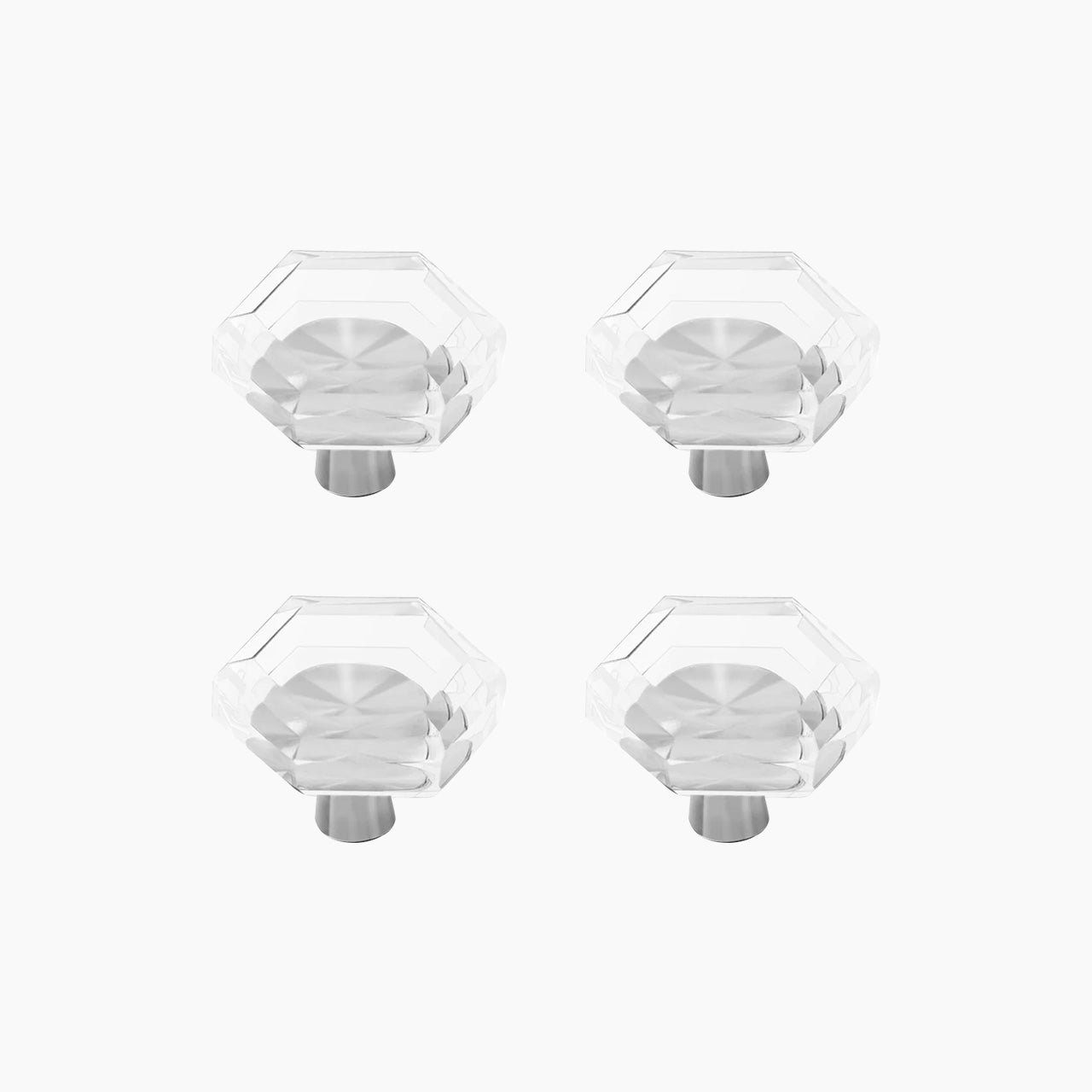 SENY Hexagonal Crystal Cabinet Knobs, 34mm Clear Glass Knob with Solid Metal Base for Kitchen & Bathroom Cabinets - Seny Hardware