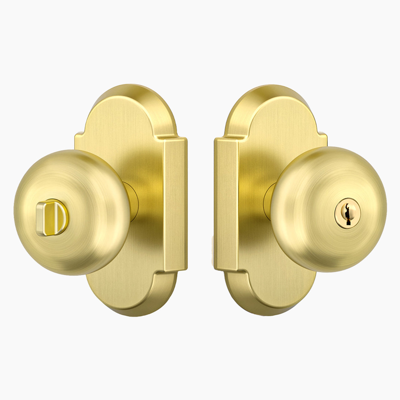 Brushed Gold interior door knobs with locks keyed entry door knob set, SENY