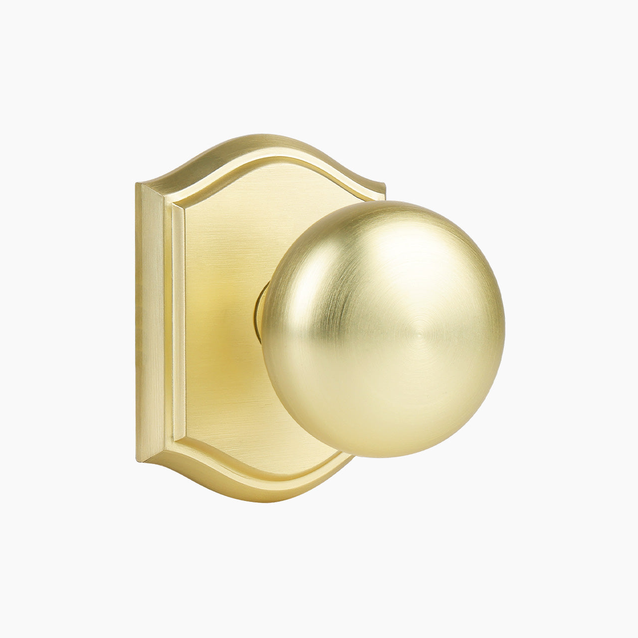 Brushed gold passage door knob with backplate, SENY