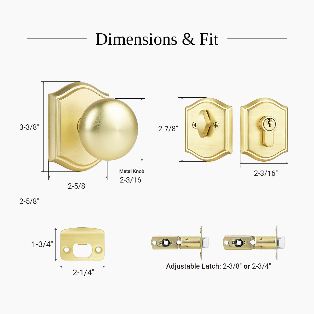 Classic entry door knob set dimensions and standard exterior door fit guide, SENY