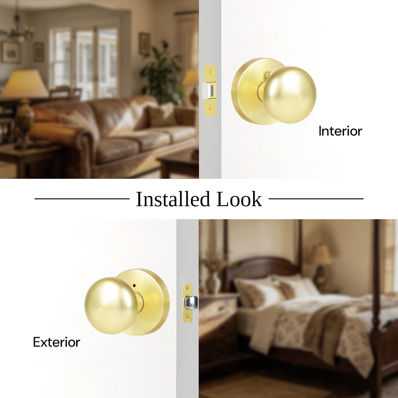 contemporary interior door knobs installed view interior and exterior door SENY