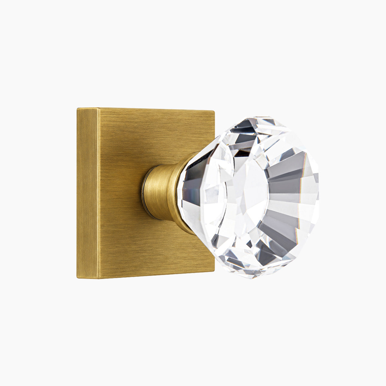 SENY Crystal Door Knobs Interior with Square Rosette & Diamond-Cut Faceted Crystal