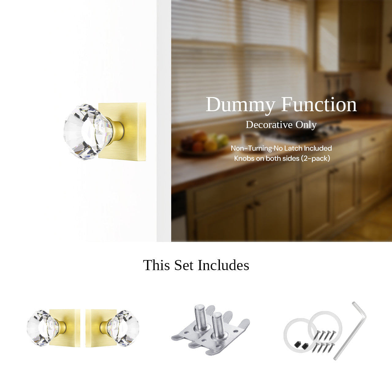 crystal door knobs interior dummy function decorative non turning knob SENY