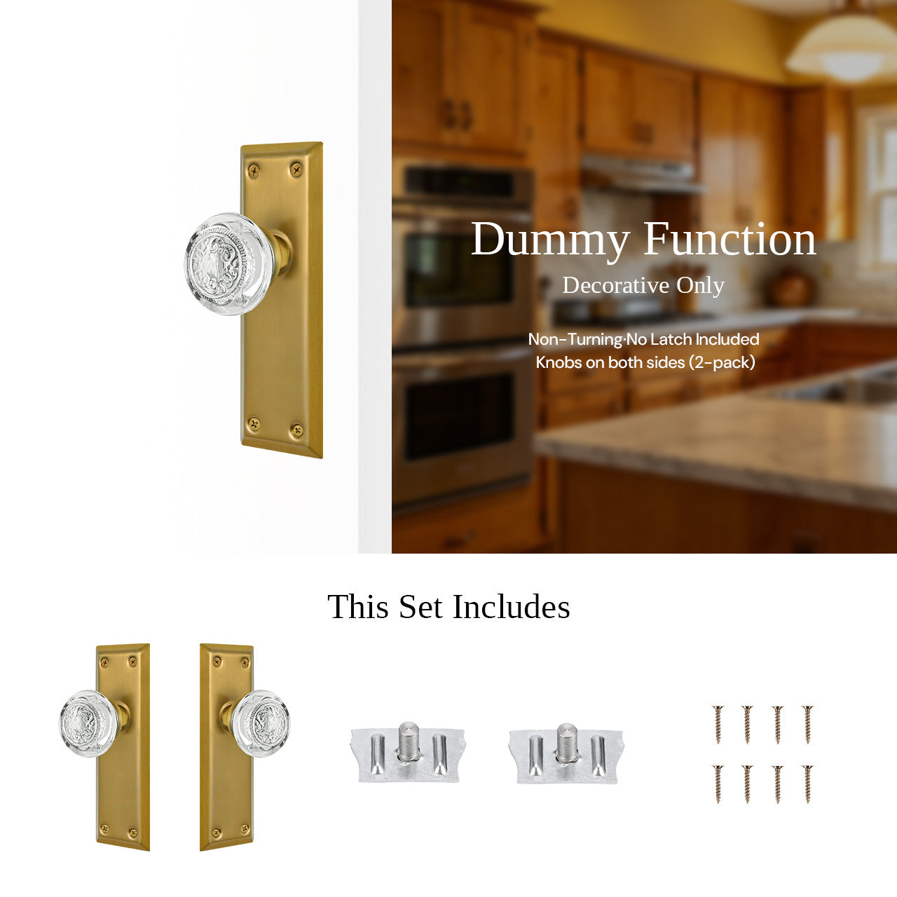 crystal dummy door knob with decorative backplate embossed round knob SENY