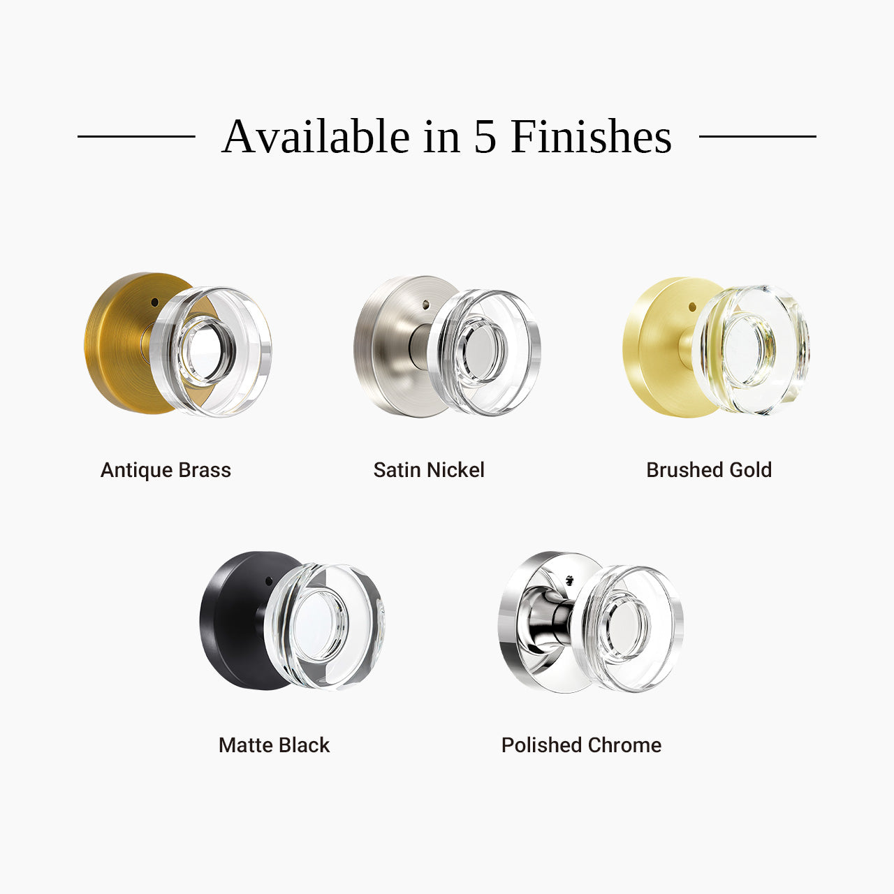 crystal interior door knob available in multiple finishes SENY