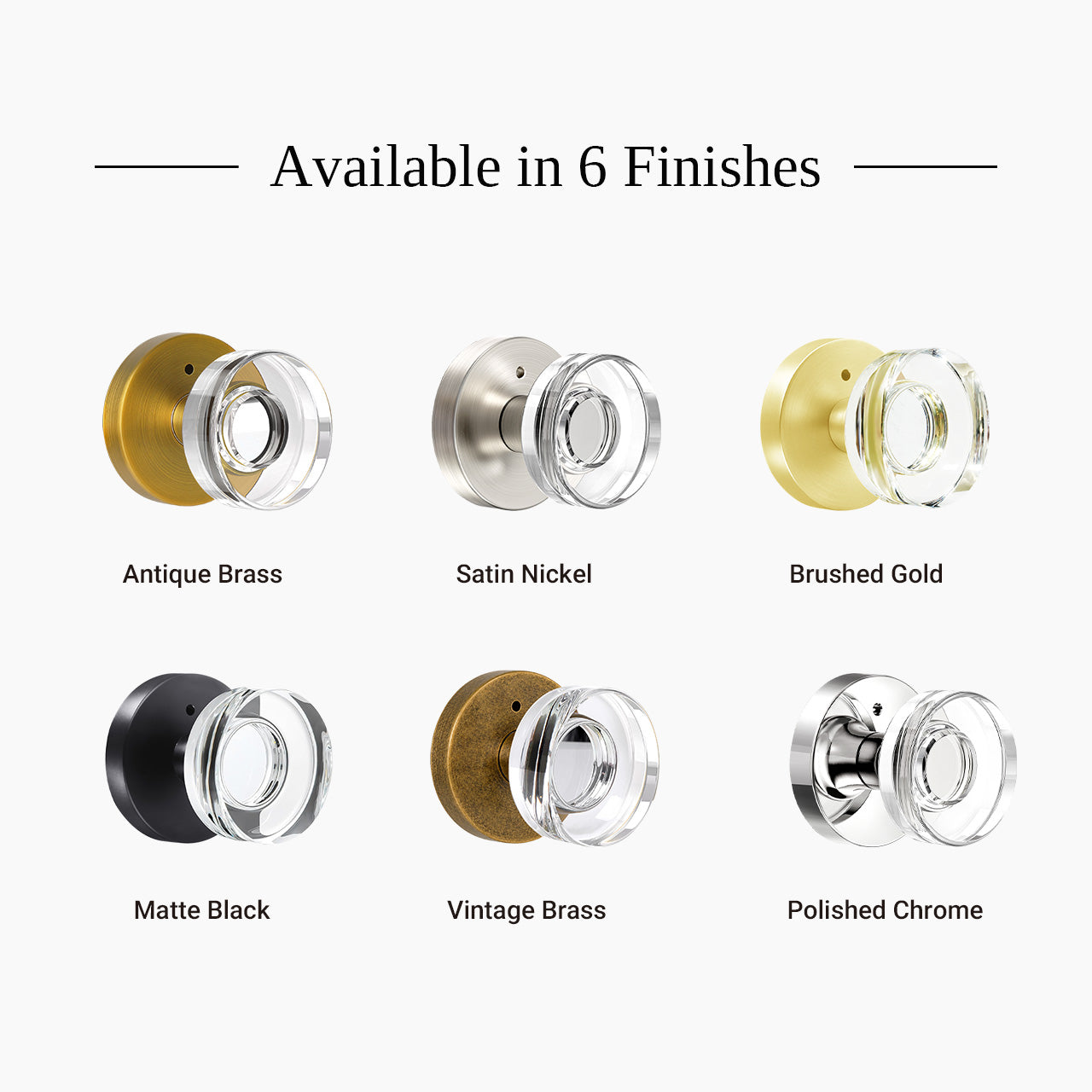 crystal interior door knob available in multiple finishes SENY