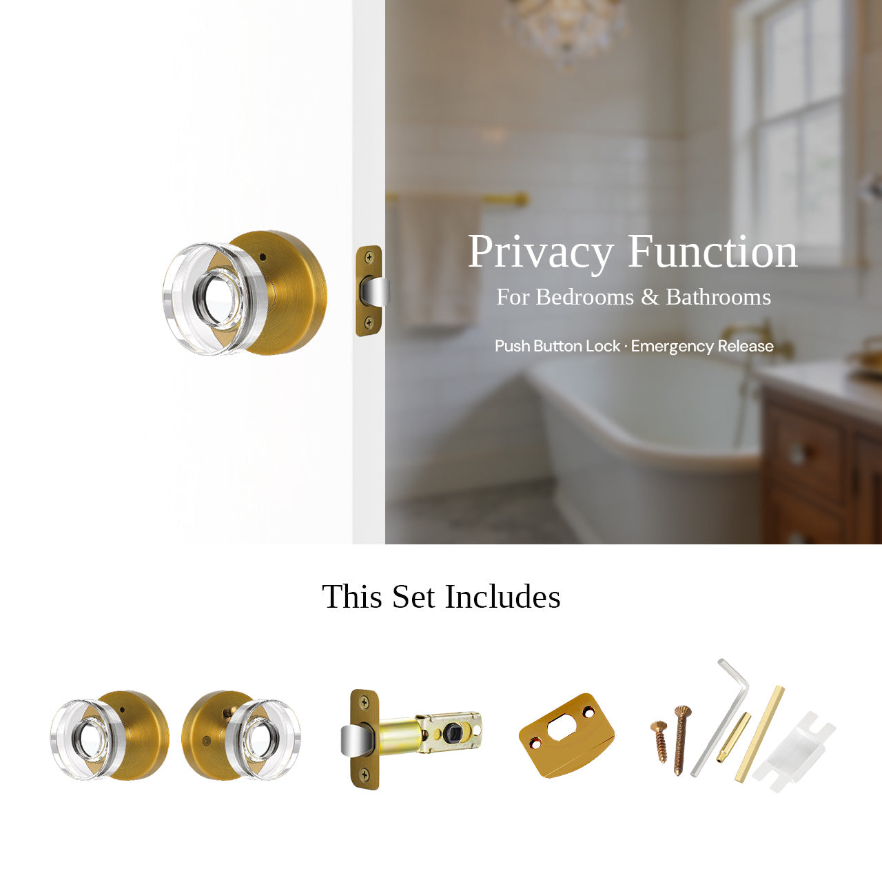 crystal interior door knob privacy function door lock SENY