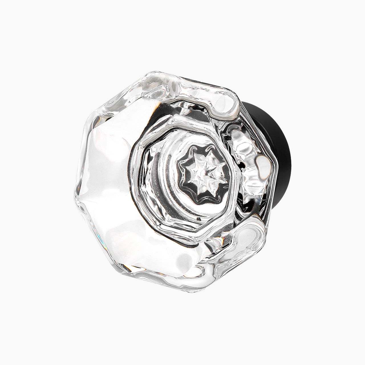 SENY Octagonal Mushroom Crystal Cabinet Knobs – Clear Glass Drawer Knobs with Matte Black Base (4 Pack) - Seny Hardware