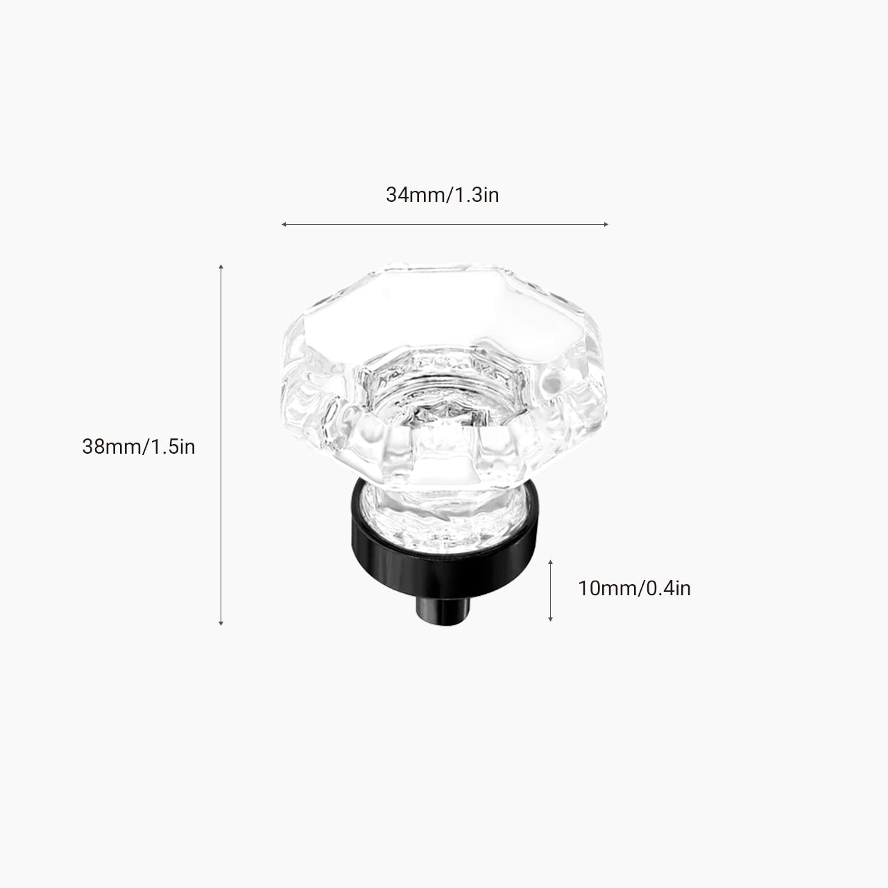 SENY Octagonal Mushroom Crystal Cabinet Knobs – Clear Glass Drawer Knobs with Matte Black Base (4 Pack) - Seny Hardware