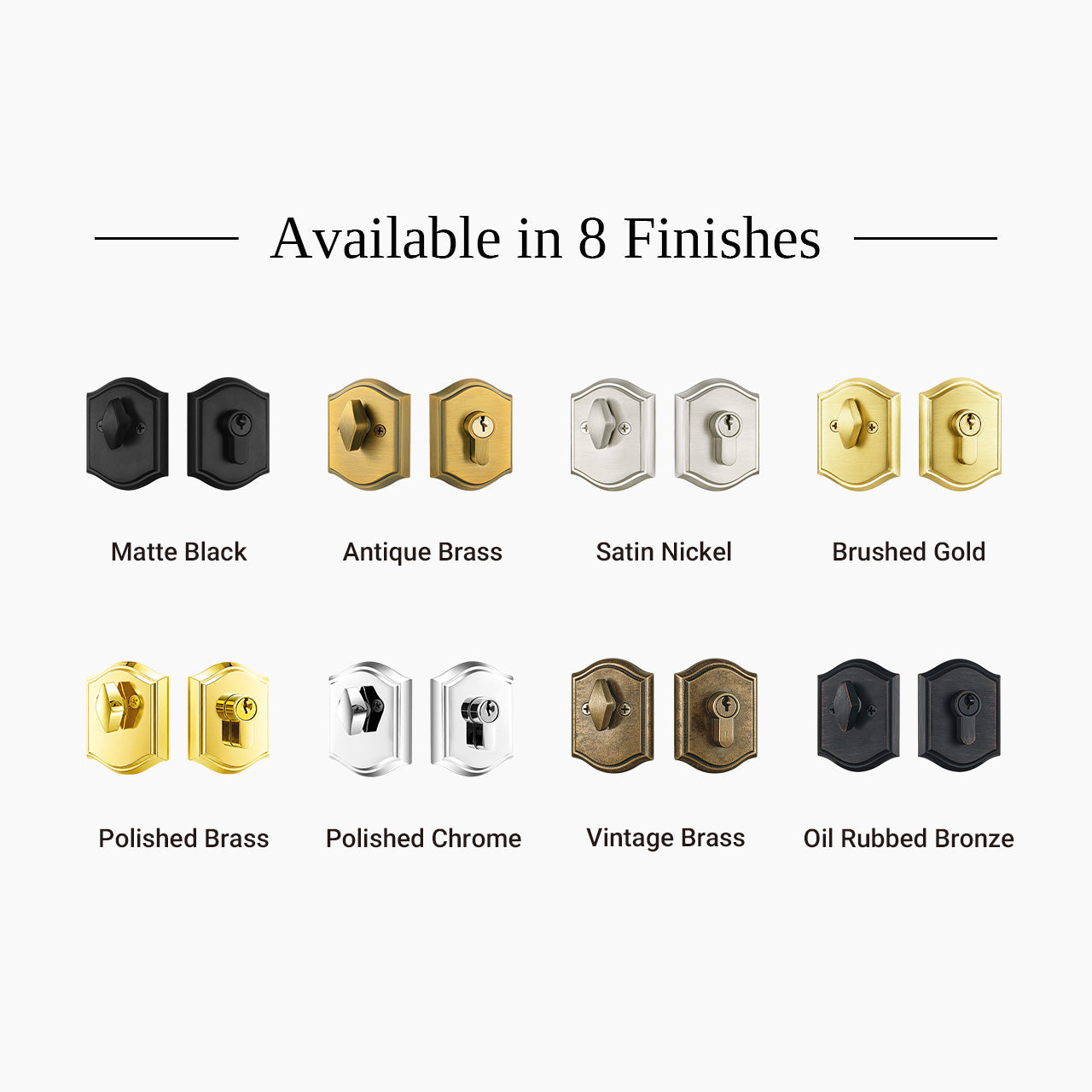 Decorative deadbolt lock available in multiple finish options SENY