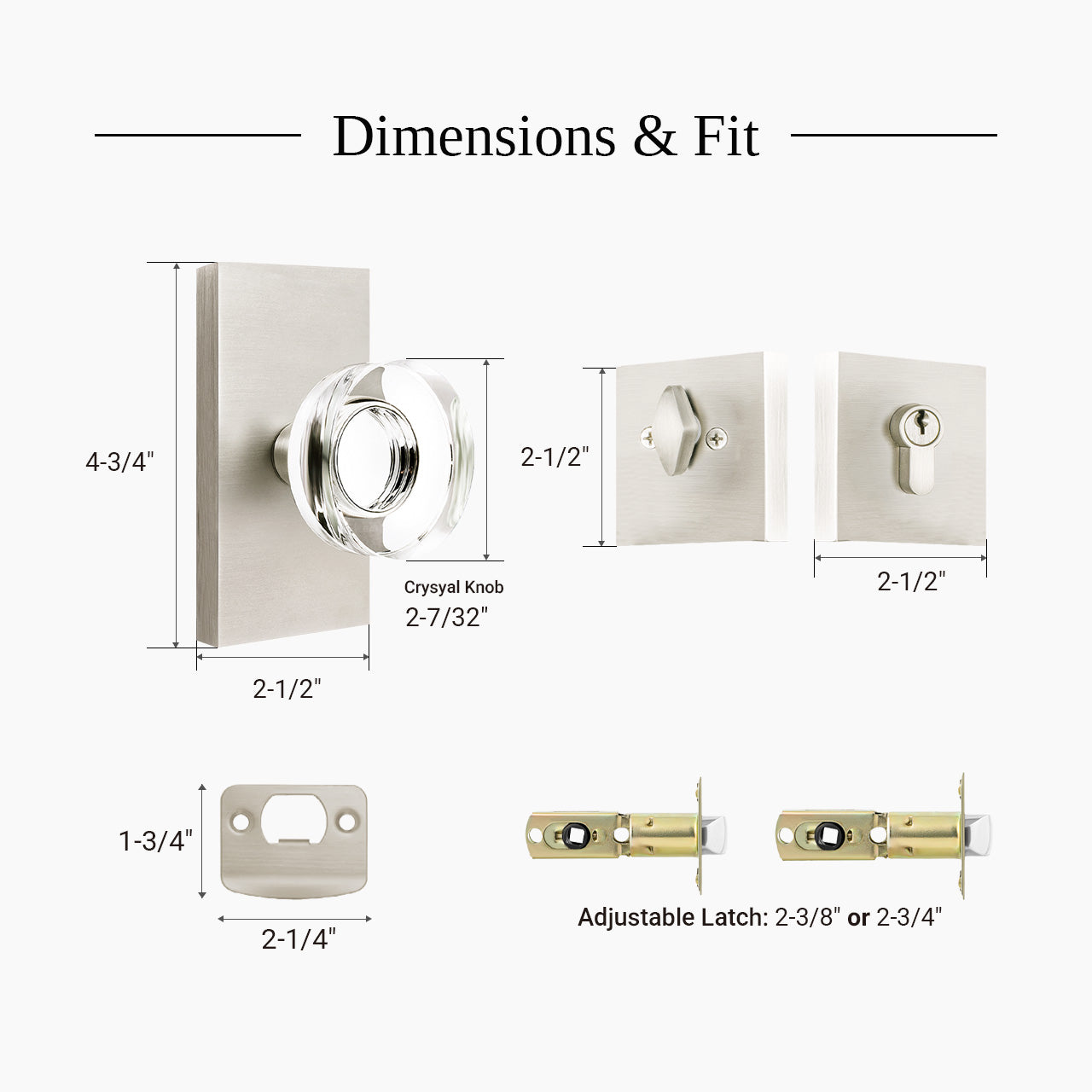 door knob and deadbolt set dimensions and specifications diagram SENY