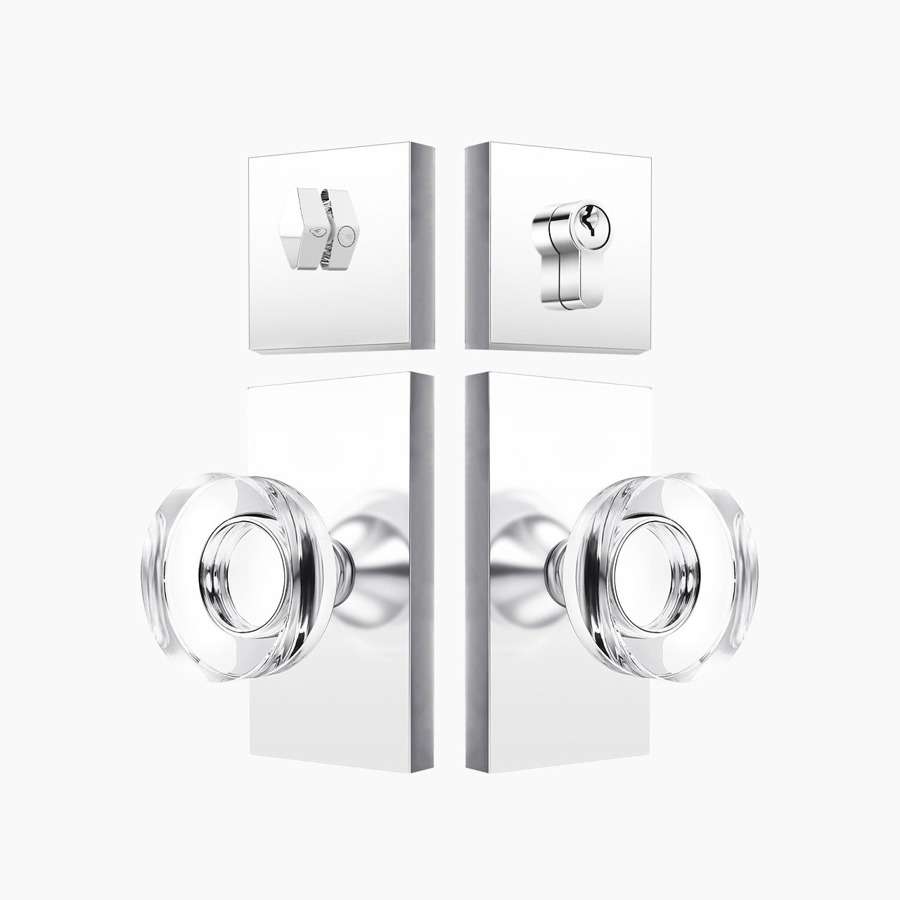door knob and deadbolt set polished chrome finish modern entry hardware SENY