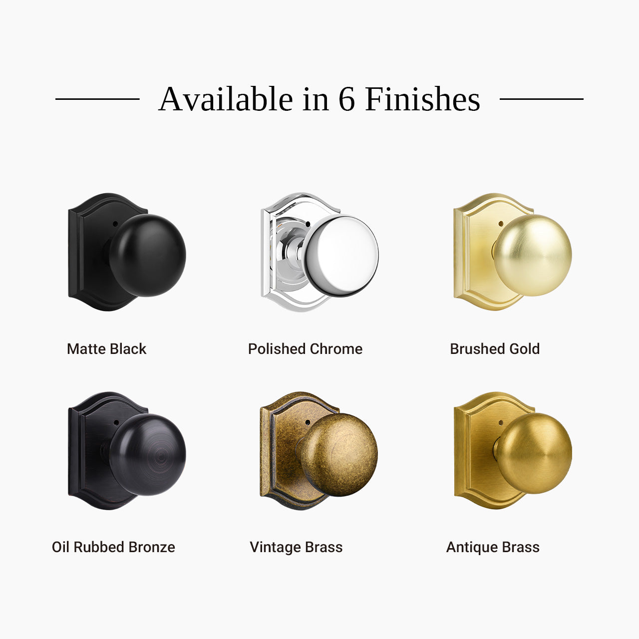Door knobs with backplate available in polished chrome oil rubbed bronze vintage brass brushed gold and matte black, SENY