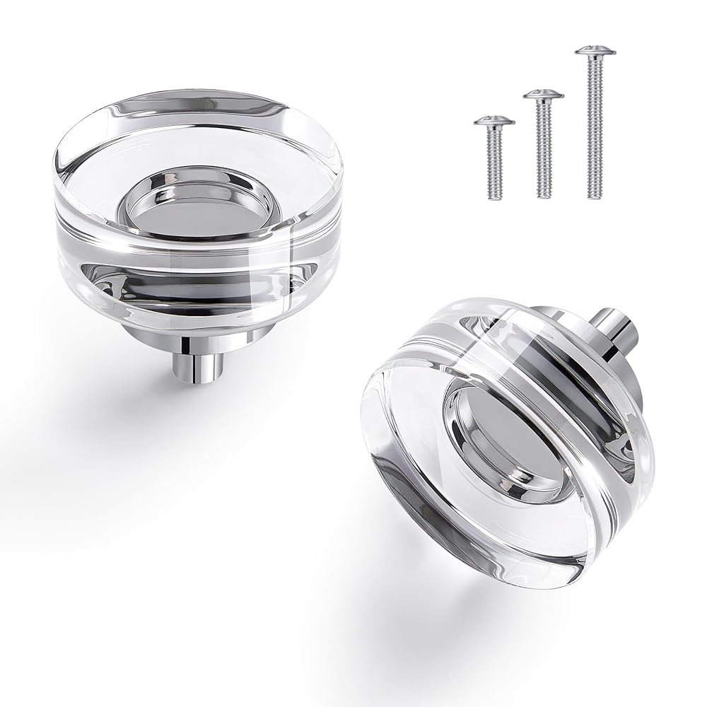 SENY Round Crystal Cabinet Knobs – Glass Drawer Knobs for Kitchen, Bathroom & Furniture
