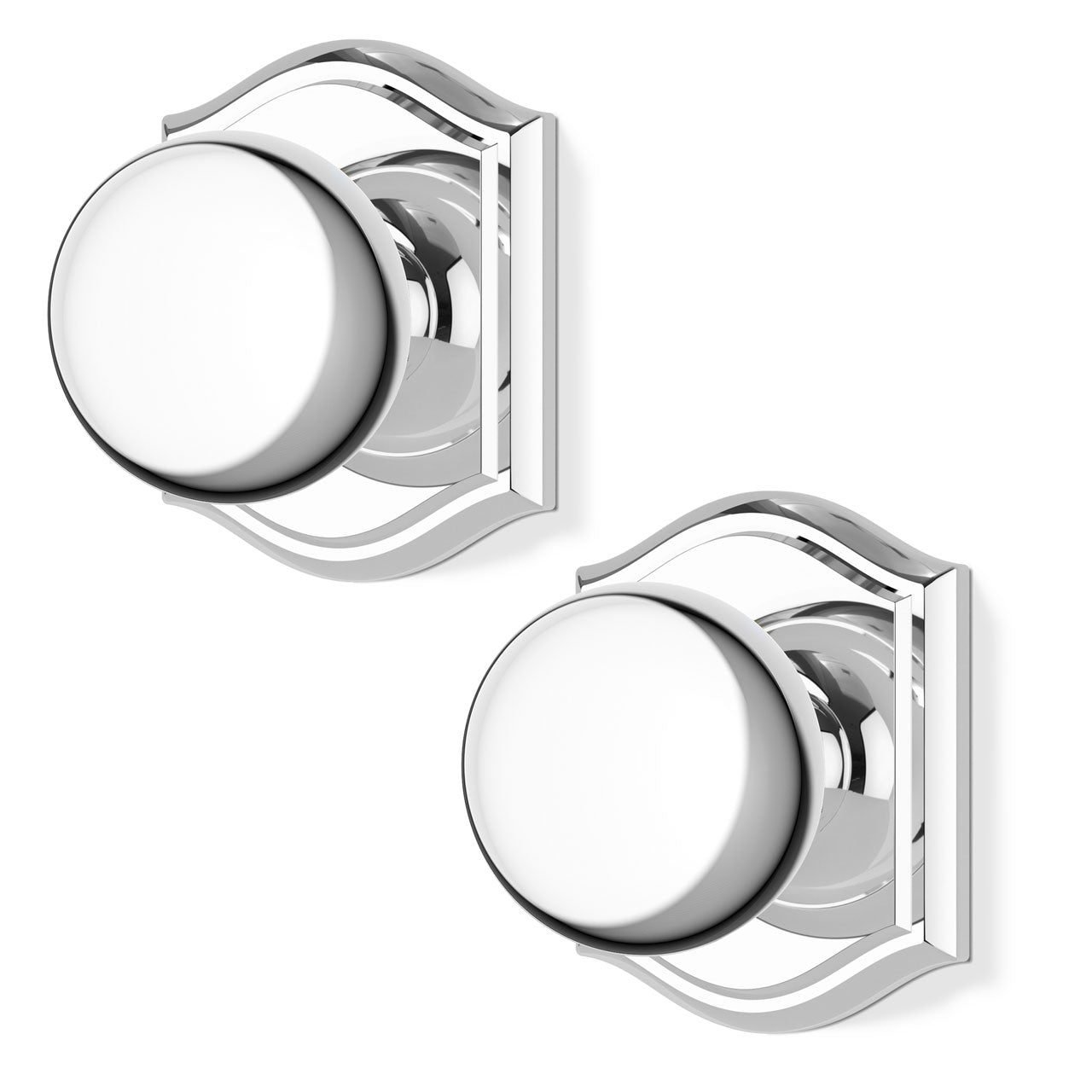 SENY Mushroom Door Knob with Arched Rosette, 3 Functions, 5 Finishes