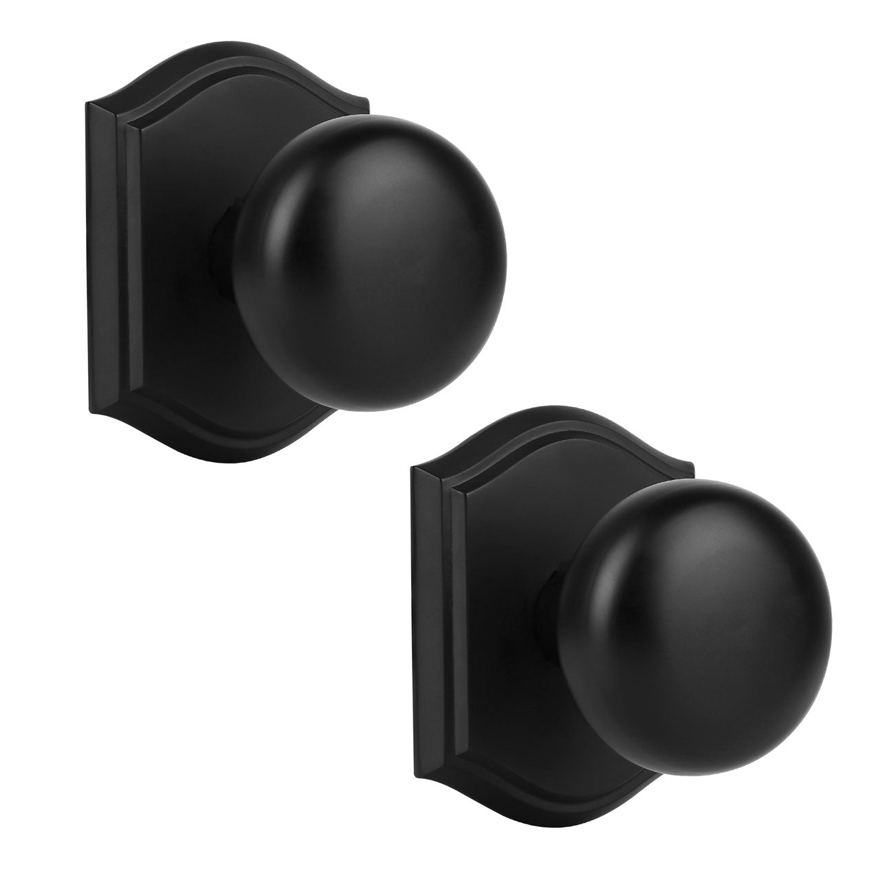 SENY Mushroom Door Knob with Arched Rosette, 3 Functions, 5 Finishes