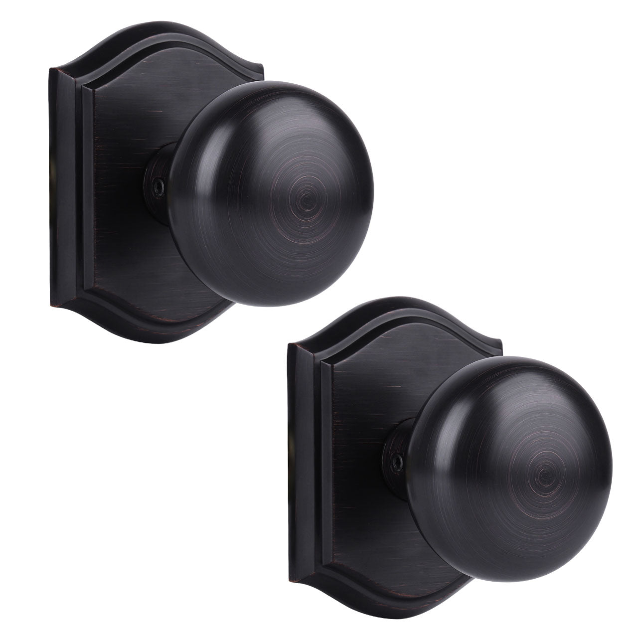 SENY Mushroom Door Knob with Arched Rosette, 3 Functions, 5 Finishes