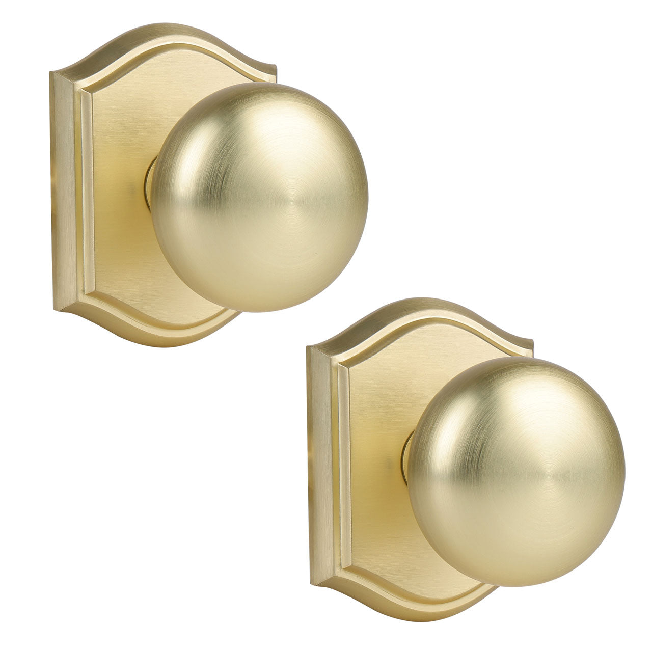 SENY Mushroom Door Knob with Arched Rosette, 3 Functions, 5 Finishes