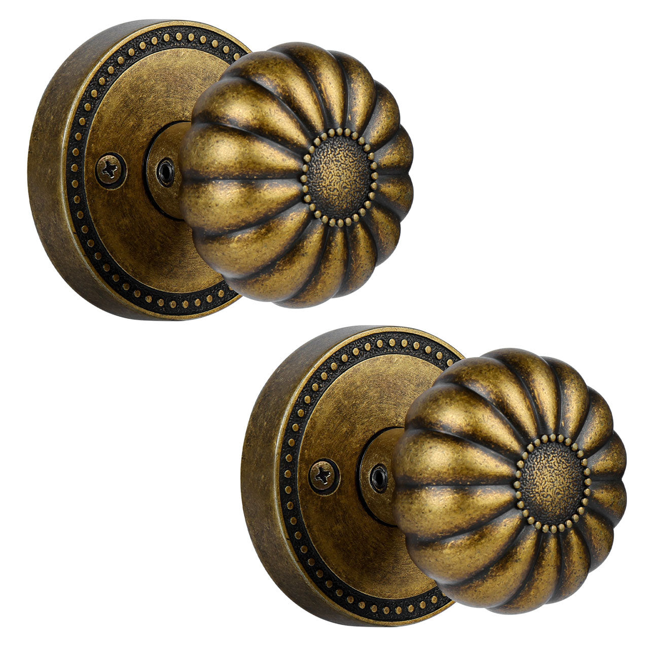 SENY Privacy Door Knob for Bedroom & Bathroom, Vintage Pumpkin Style