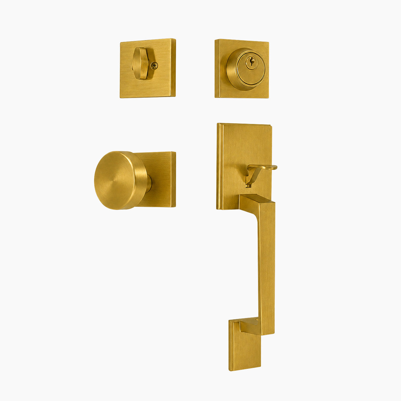 SENY Front Door Handleset with Single Cylinder Deadbolt, Round Interior Knob & Square Rosette
