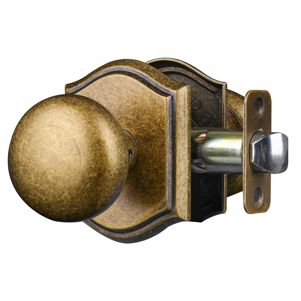 SENY Mushroom Door Knob with Arched Rosette, 3 Functions, 5 Finishes