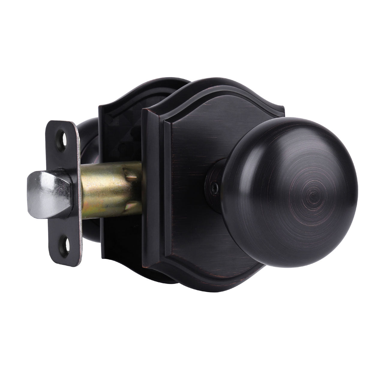 SENY Mushroom Door Knob with Arched Rosette, 3 Functions, 5 Finishes