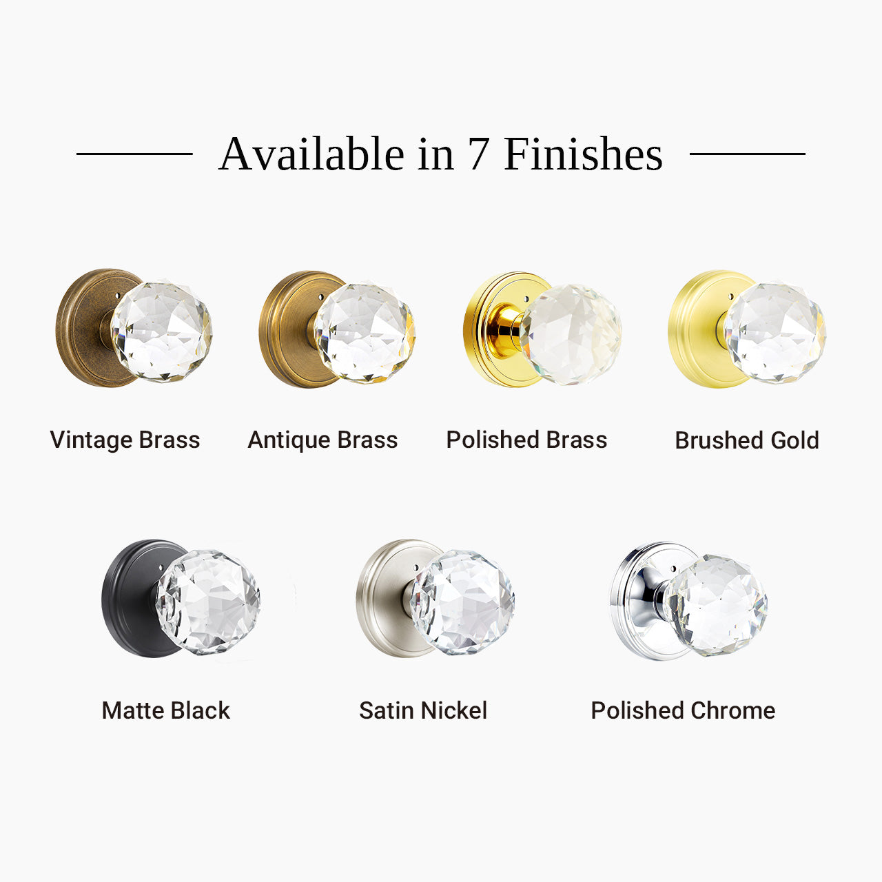 faceted glass door knob available in multiple finishes SENY