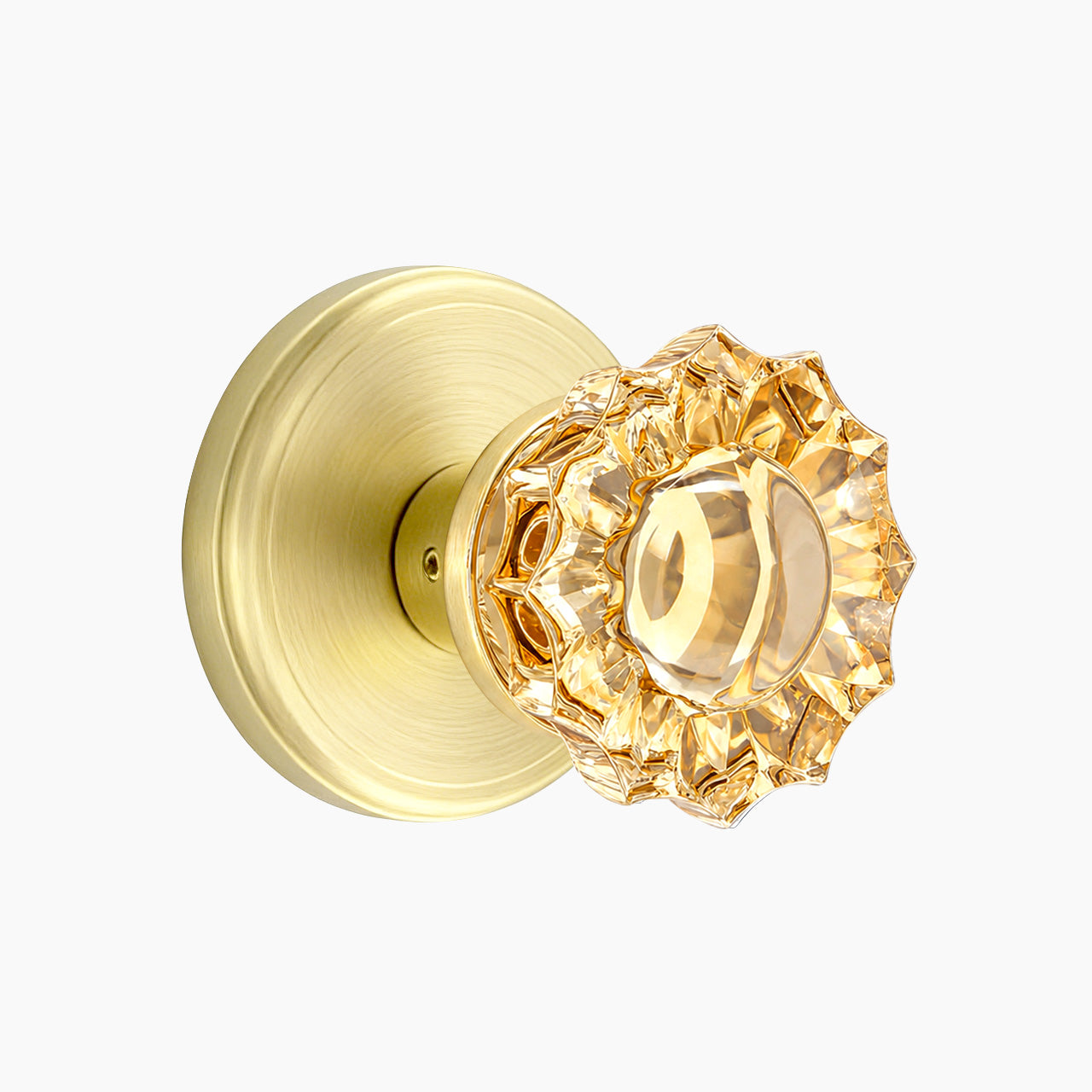 SENY Floral Crystal Door Knob with Round Rosette Antique Style Interior Hardware