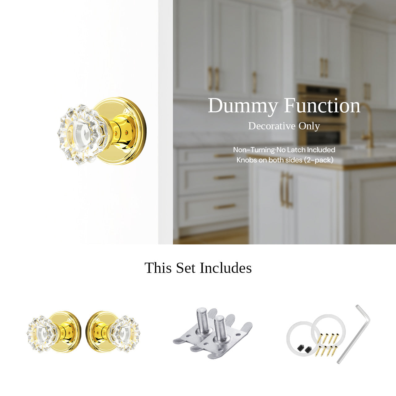 SENY floral crystal door knob dummy decorative door knob