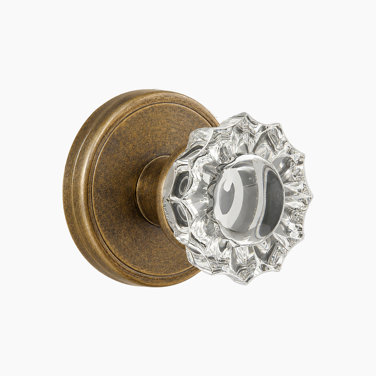 SENY Floral Crystal Door Knob with Round Rosette Antique Style Interior Hardware