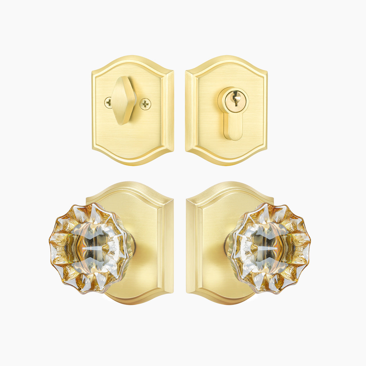 SENY Front Door Knob and Deadbolt Set – Vintage Floral Crystal Entry Door Lock Set (Passage & Deadbolt)