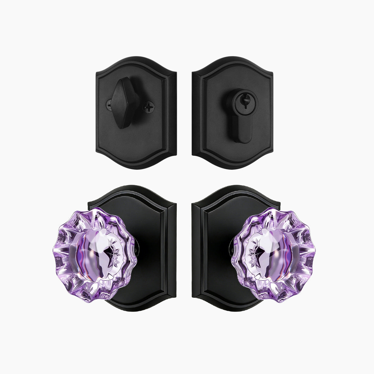 SENY Front Door Knob and Deadbolt Set – Vintage Floral Crystal Entry Door Lock Set (Passage & Deadbolt)