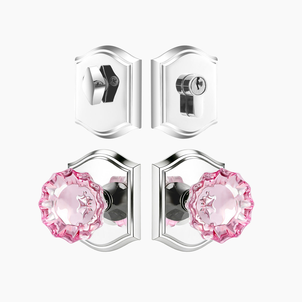 SENY Front Door Knob and Deadbolt Set – Vintage Floral Crystal Entry Door Lock Set (Passage & Deadbolt)