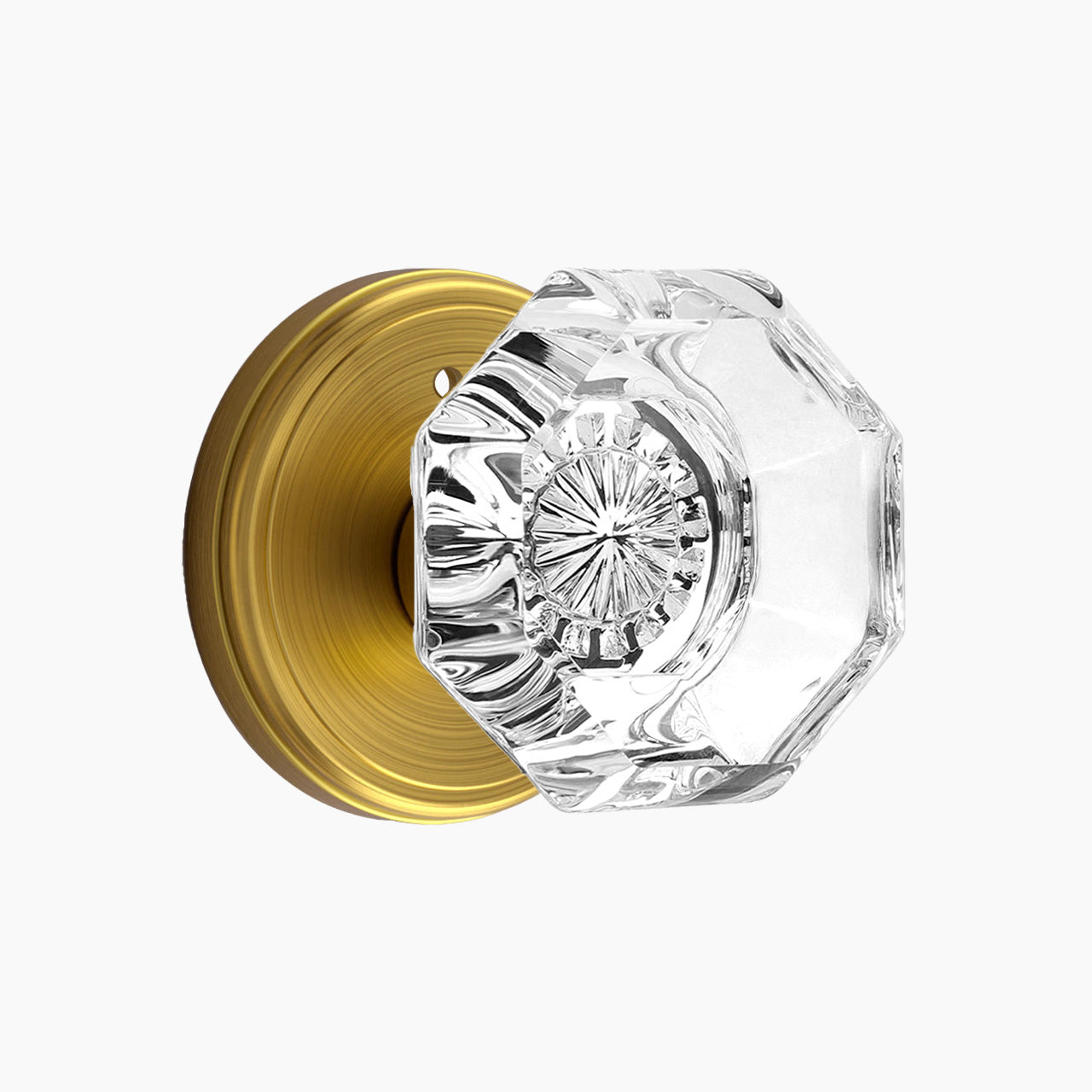 SENY indoor glass door knobs with octagonal crystal knob and round rosette