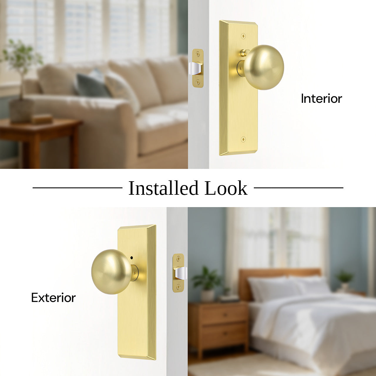 interior door knob with backplate interior and exterior door view SENY