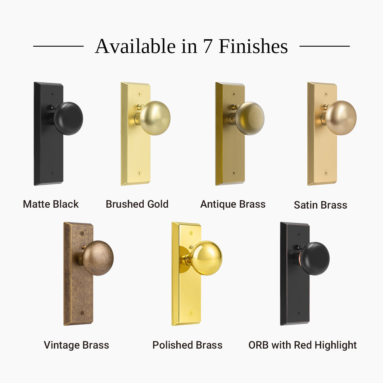 interior door knob with backplate available in multiple finishes SENY