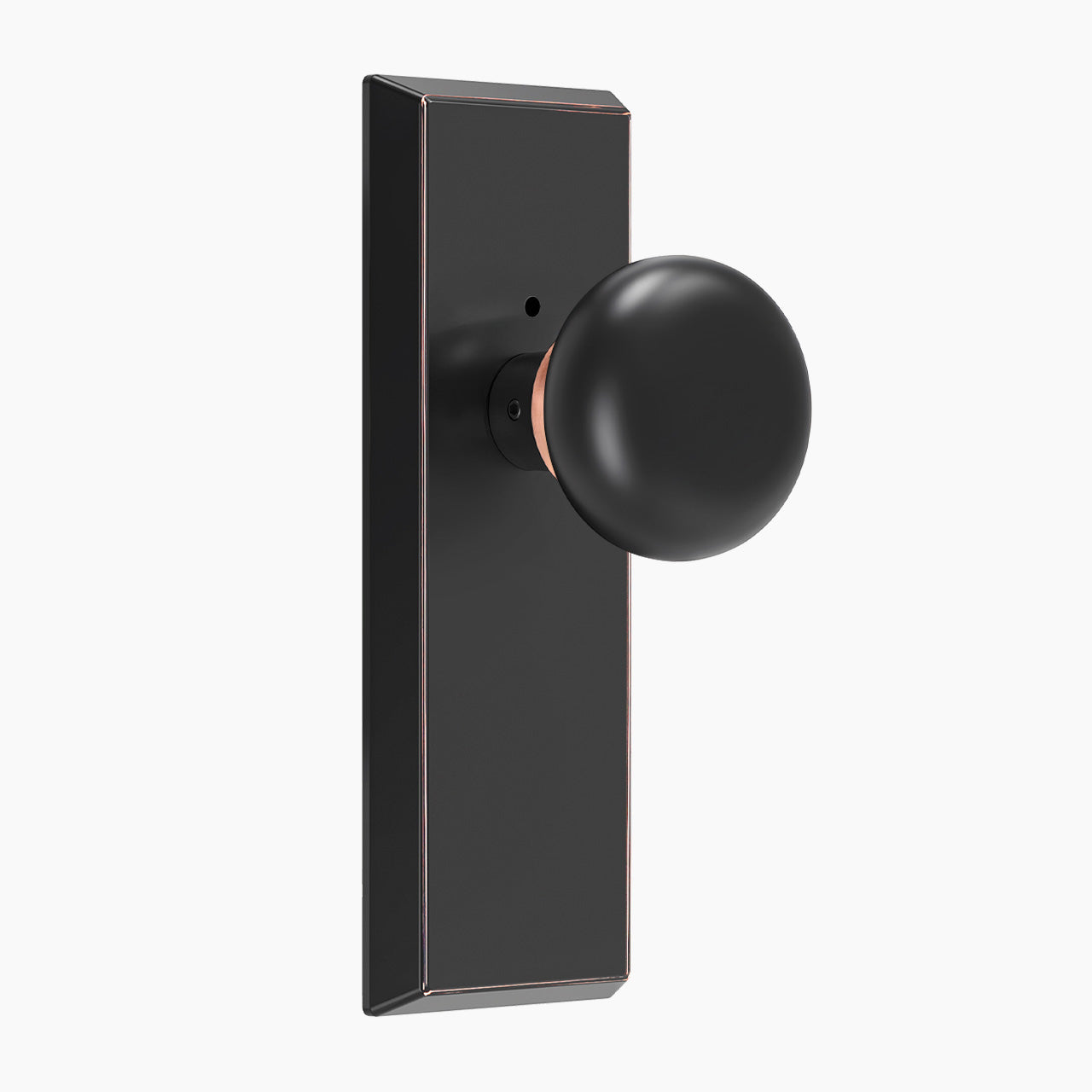 interior door knob with backplate oil rubbed bronze red highlight privacy SENY