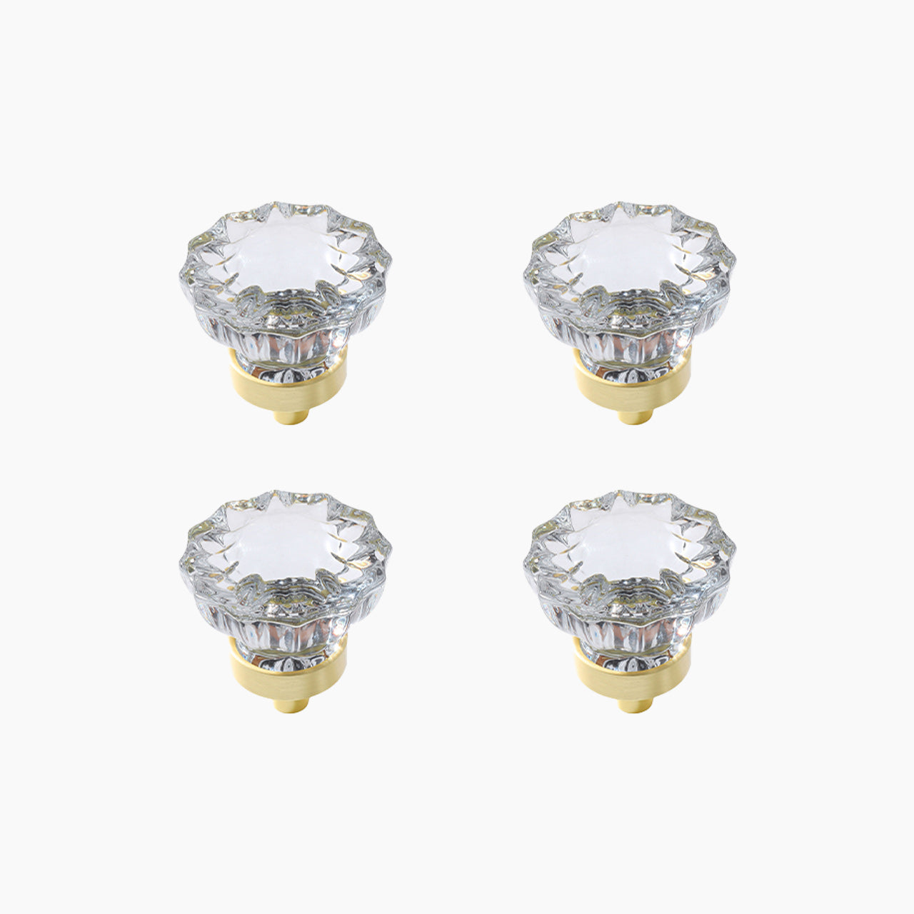 Floral Crystal Cabinet Knobs – Vintage Glass Drawer Knobs for Kitchen, Dresser & Furniture (4 Pack) - Seny Hardware