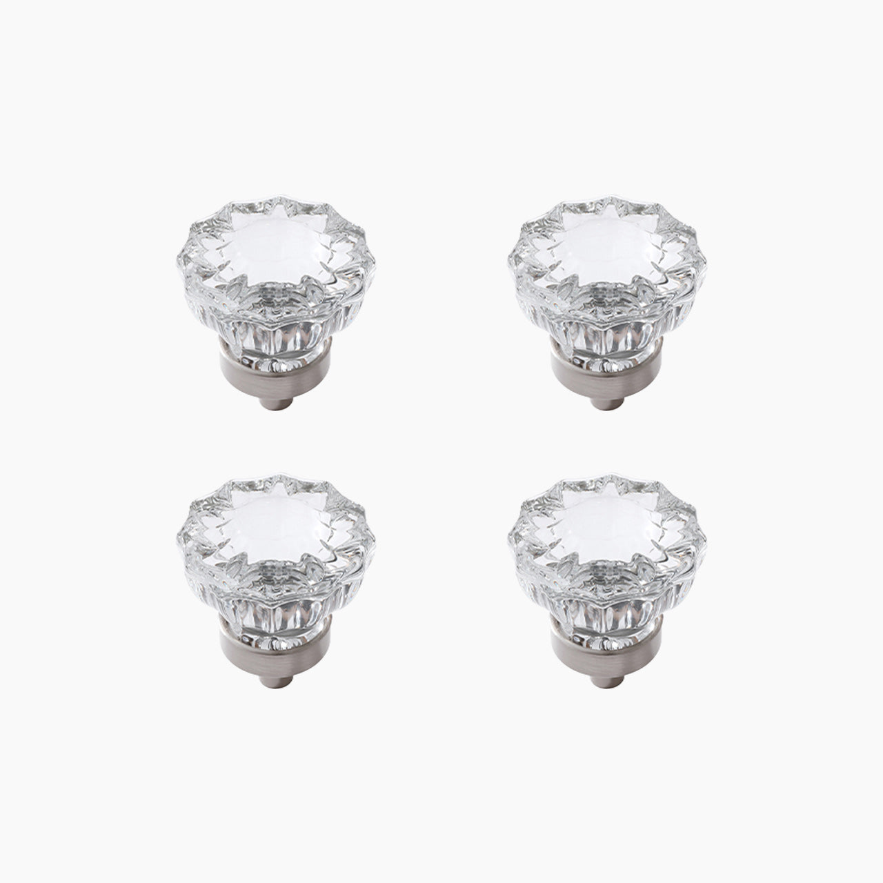 Floral Crystal Cabinet Knobs – Vintage Glass Drawer Knobs for Kitchen, Dresser & Furniture (4 Pack) - Seny Hardware