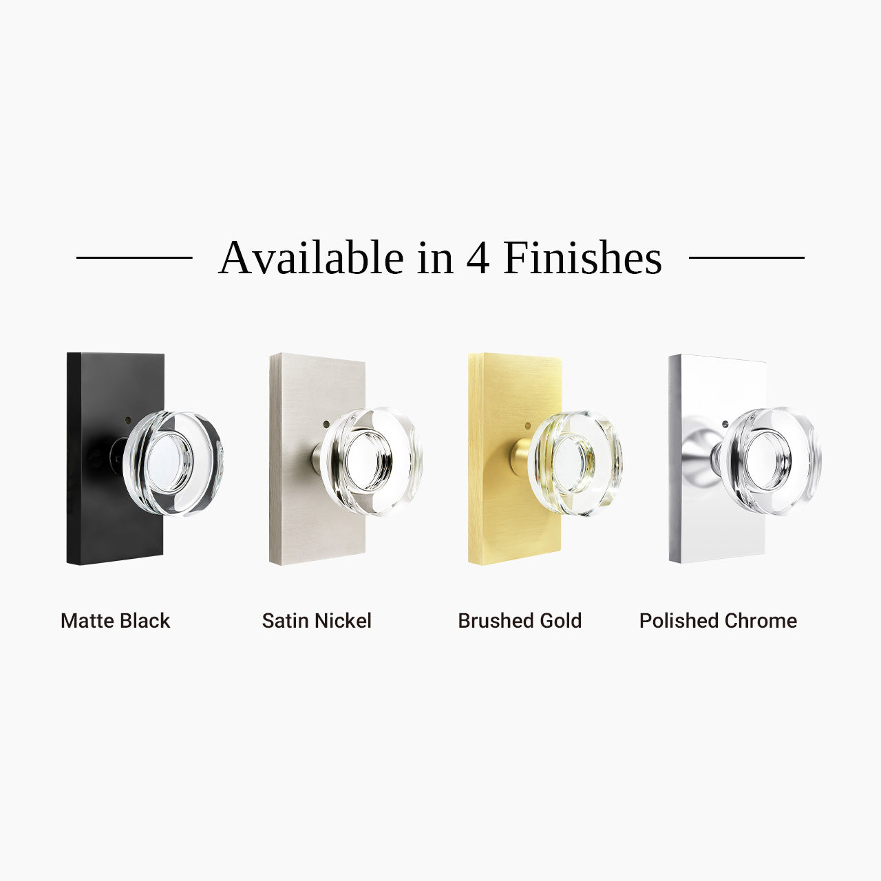 SENY modern crystal door knob available in multiple finishes