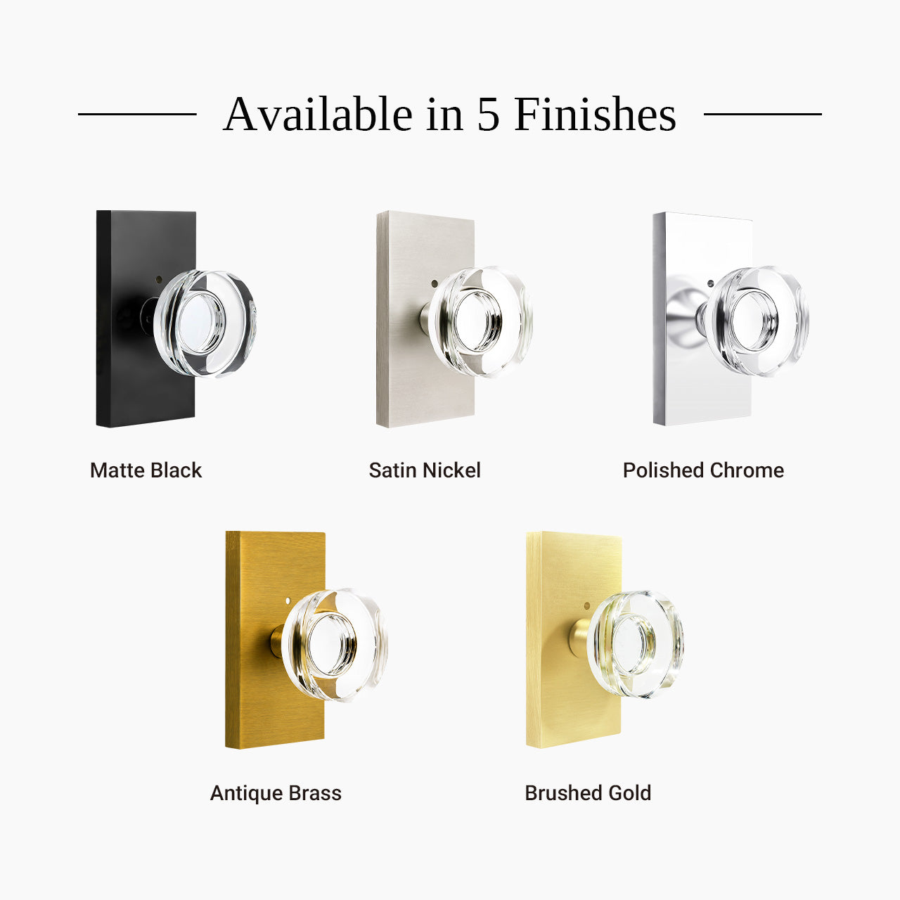 SENY Modern Crystal Door Knob with Rectangular Backplate – Round Glass Interior Door Knob