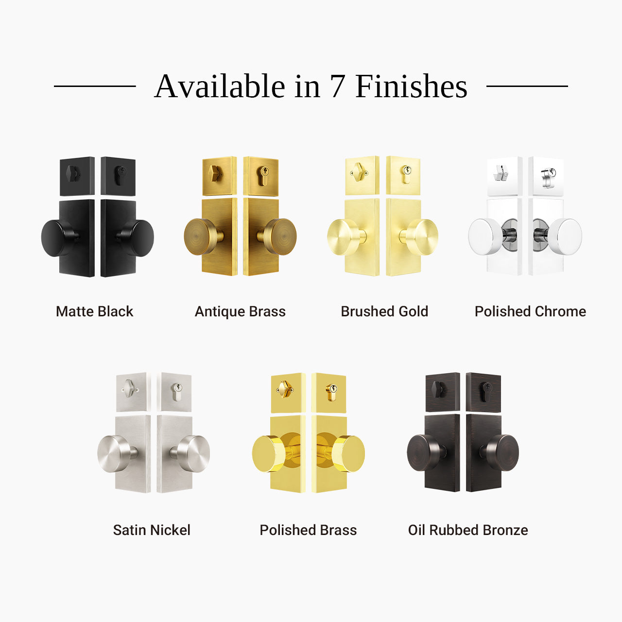 Modern door knob with backplate available in brushed gold matte black satin nickel polished brass antique brass polished chrome and oil rubbed bronze finishes, SENY