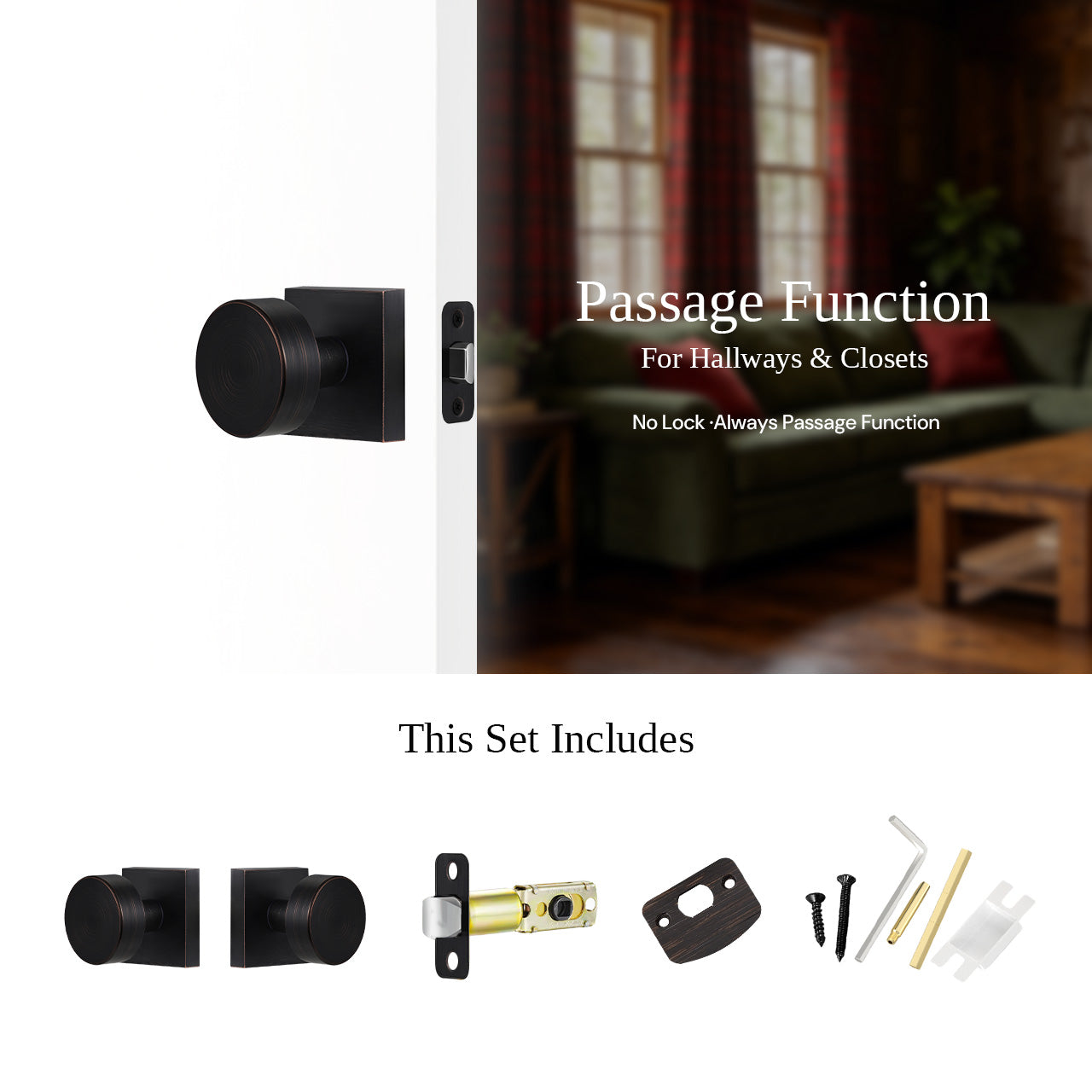 modern interior door knobs passage function hardware set minimalist door knobs SENY