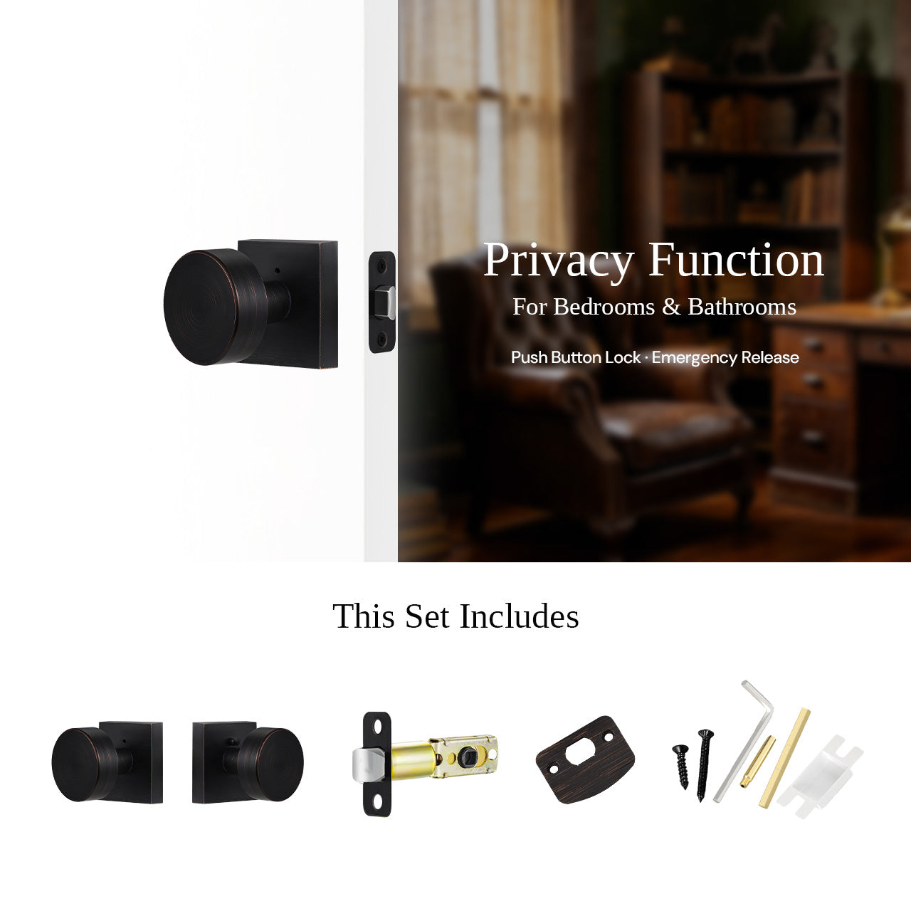 modern interior door knobs privacy function lock set square rosette door knobs SENY