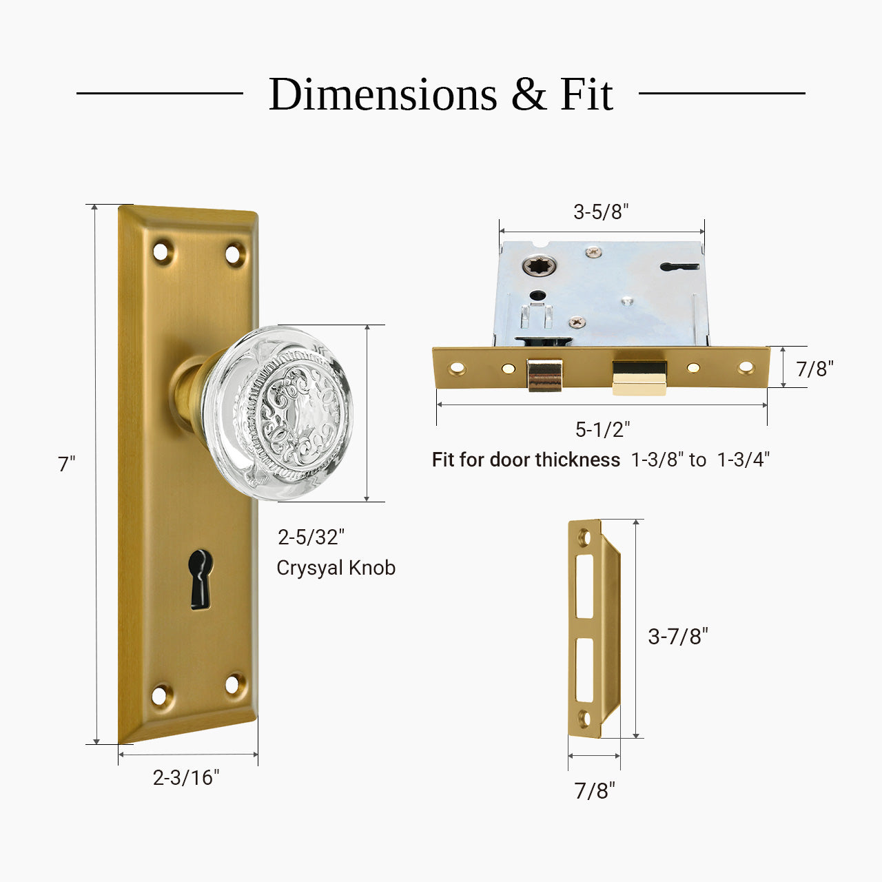 mortise entry lock set dimensions and measurements diagram SENY