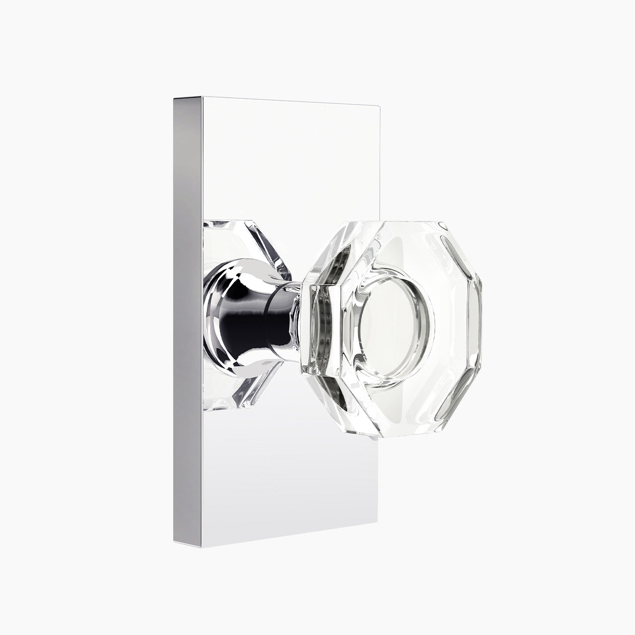 SENY octagon crystal door knob polished chrome dummy function