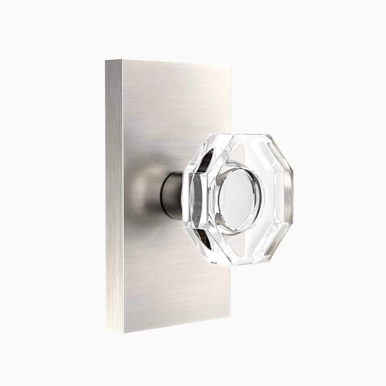 SENY octagon crystal door knob satin nickel dummy function