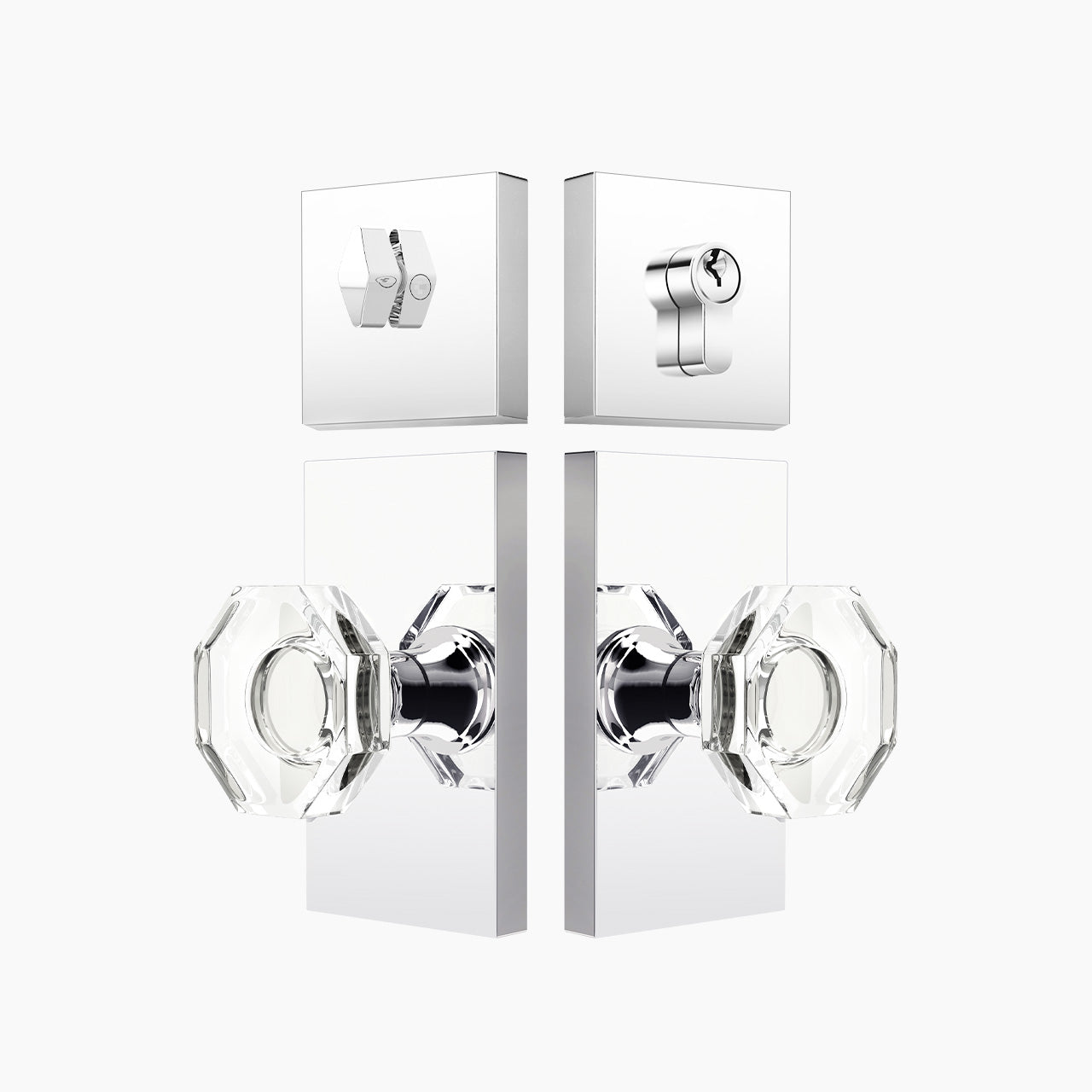 octagon crystal door knob set polished chrome finish luxury entry hardware SENY