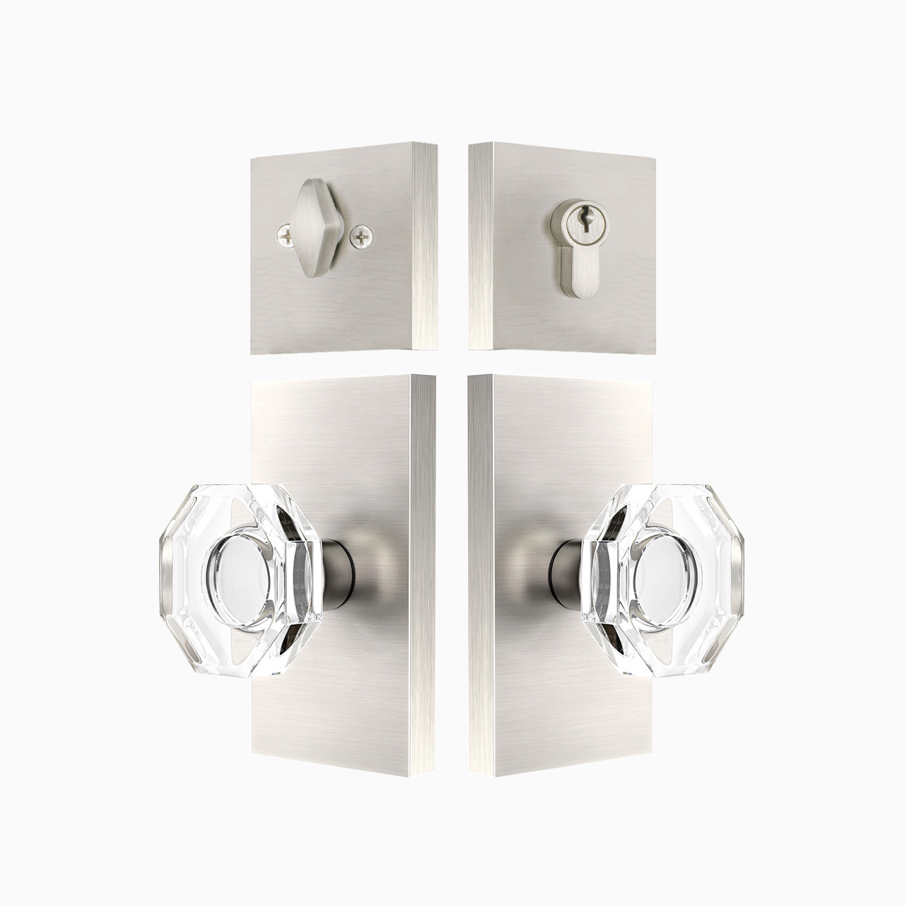 SENY Entry Door Knob Set with Octagonal Crystal Passage Knob & Deadbolt